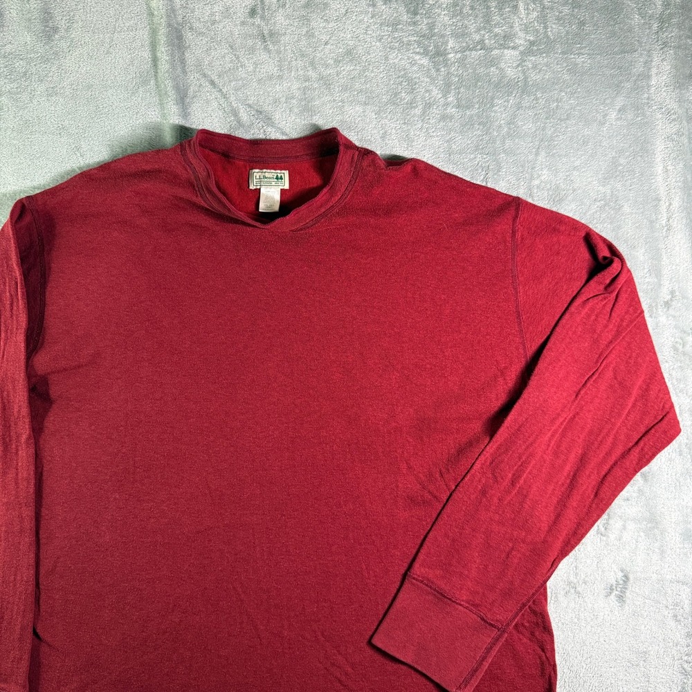 Vtg L.L.Bean Layering Long Sleeve Crew Neck Top Soft Knit Red 2XL